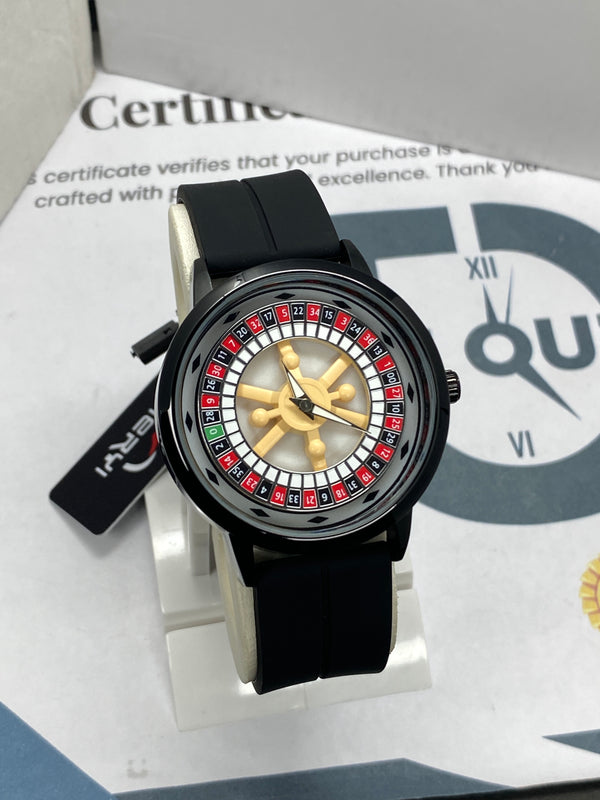 Heyri Rotatory Dial Caseno Design Watch with Silicon Straps & Magnetic Lock for Men