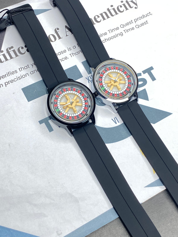 Heyri Rotatory Dial Caseno Design Watch with Silicon Straps & Magnetic Lock for Men